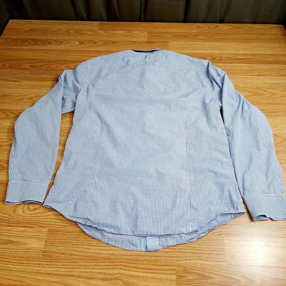 Banana‎ Republic Mens Shirt Sz L Long Sleeve Slim Fit Gingham Cotton Button Down